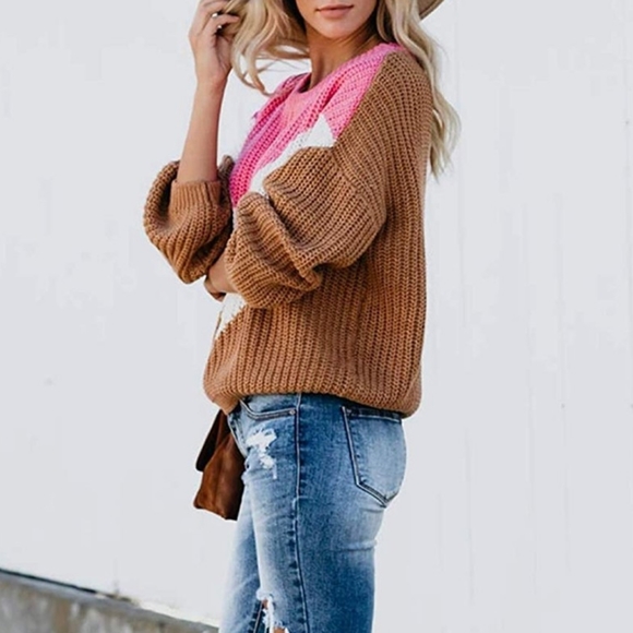 New Chevron color block slouchy Sweater - Picture 5 of 6